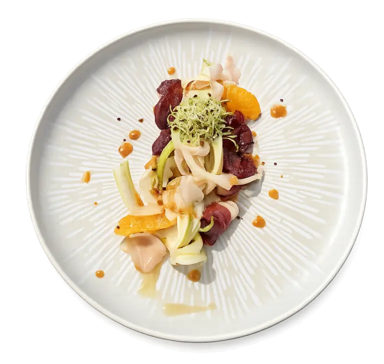 Entrée de la carte au restaurant L'Hémicycle Toulouse, gésiers confits et légumes de saison