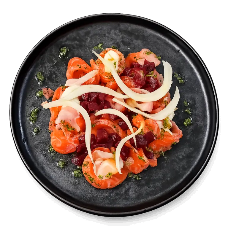 Saumon gravlax betterave et fenouil, entrée signature au restaurant L'Hémicycle Toulouse rive gauche