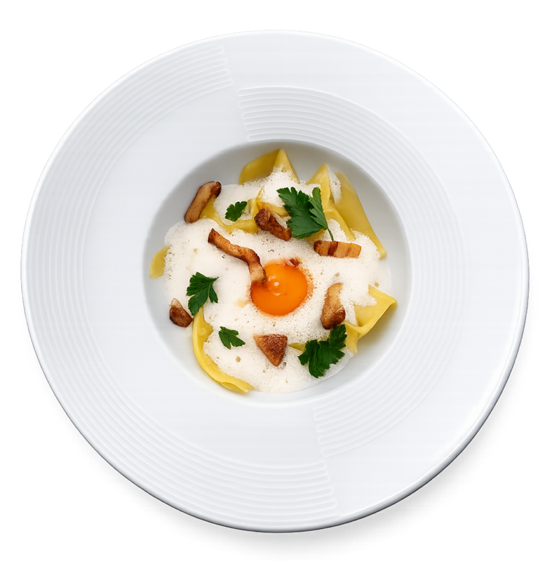 Pâtes fraîches maison girolles et jaune d'oeuf confit, plat de la carte du restaurant L'Hémicycle Toulouse