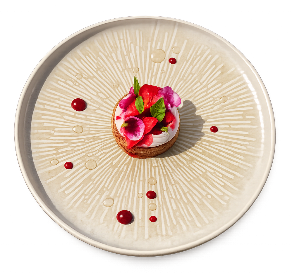 Tartelette pâtissière fleurie, dessert maison servi au salon de thé et restaurant L'Hémicycle Toulouse